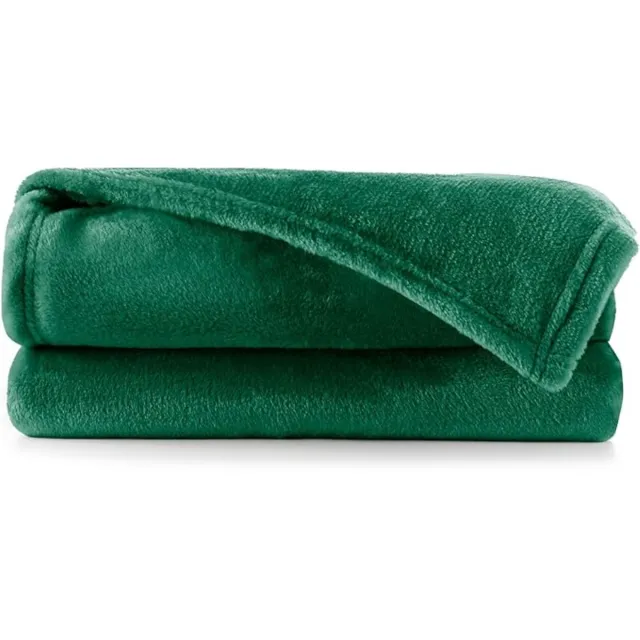 Floraweg Luxe Fleece Deken Ultra Soft and Warm- Flash in Lichtgewicht Pluche Deken voor Slaapbank,2 stuks, Herfst, Winter en Lente,Groen