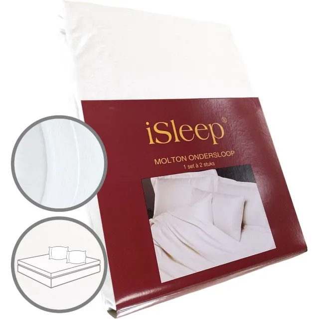 iSleep Molton Kussenslopen (2 Stuks) - 100% Katoen - Hotelsluiting - 60x70 cm - Wit