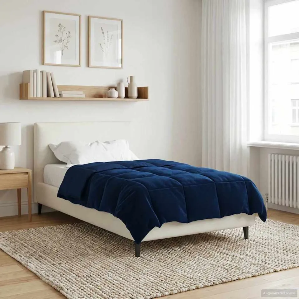 vidaXL Zomer Dekbed 135 x 200 cm Zomer Microfiber (100% polyester) blauw, foto 4