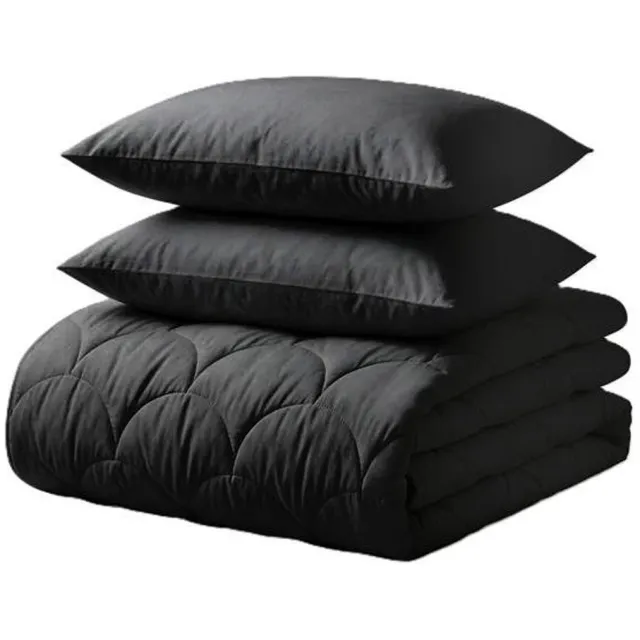 Zydante Katoen Percale Dekbed 240x200 cm + 2 Kussenslopen 60x70 cm – 100% Katoen – 200 TC – Zacht, Ademend en Verkoelend – Dekbed Zonder Overtrek – Hotelkwaliteit - Antraciet