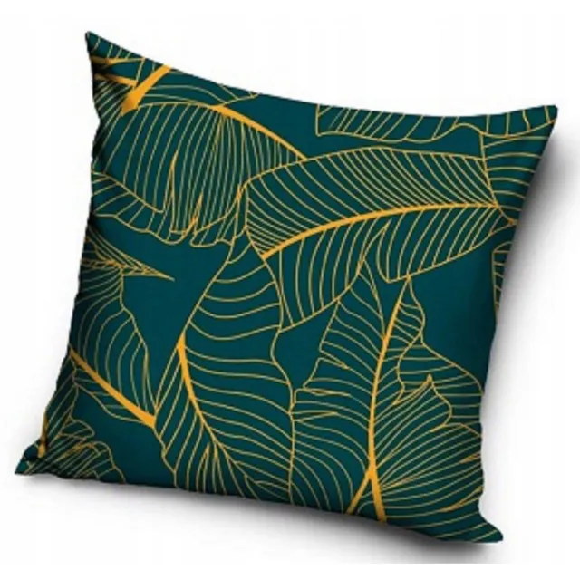 Carbotex Decoratieve Kussenhoes 40x40 cm Groen met Gouden Bladeren