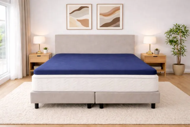 Polydaun hoeslaken - topper - Jersey - donkerblauw - 180 x 200/220 cm