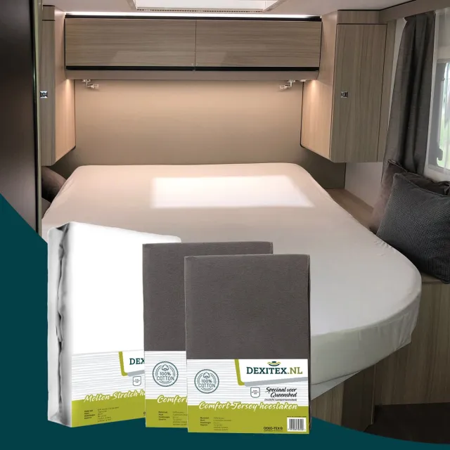 dexitex Jersey & molton hoeslaken pakket Queensbed/Eilandbed 2 x Antraciet