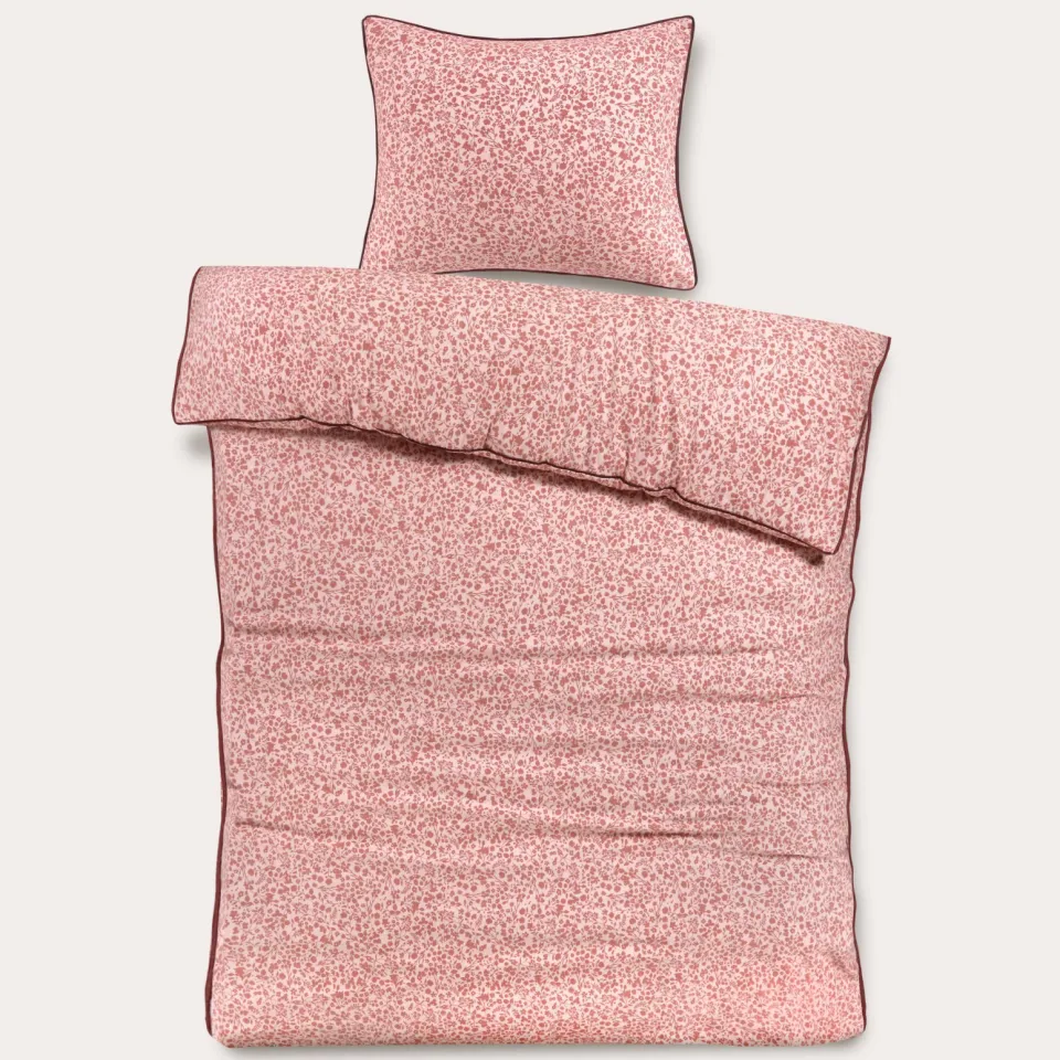 NOUS Living flanellen 1-persoons dekbedovertrek Painty Flower roze, foto 2