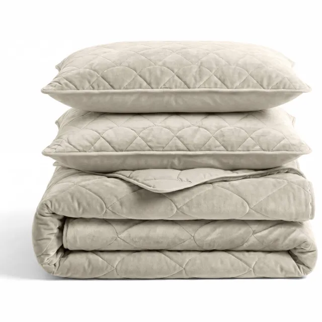 Sleeptime 2 in 1 Velvet Dekbed zonder Overtrek Dekbed - Dekbed inclusief slopen - 200 x 200 - Taupe/Grijs