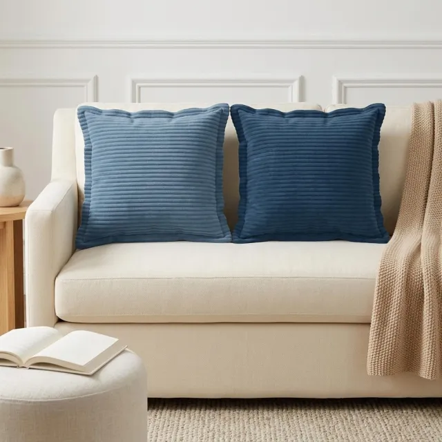 vidaXL Kussensloop 6 st HOUTEN Marineblauw 30 x 30 cm corduroy