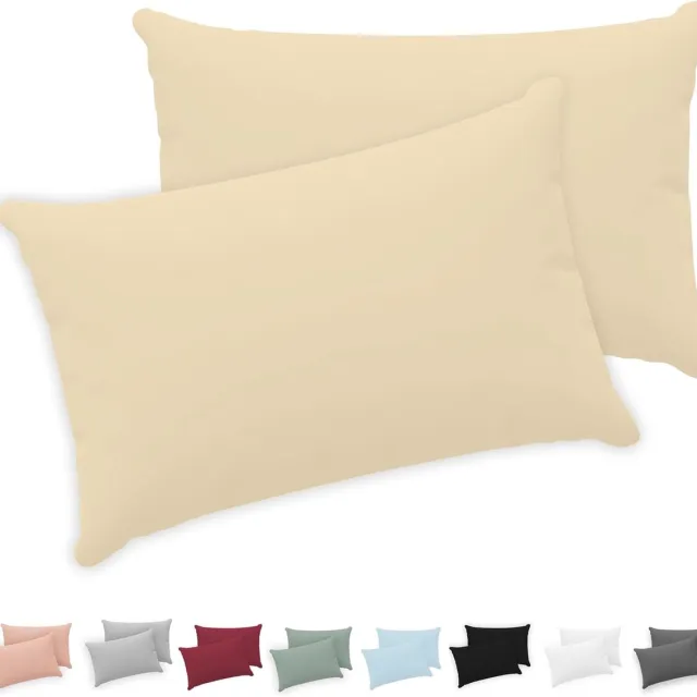 Famanu Kussensloop (Set van 2) - 100% Katoen Jersey 150 - Beige - Kussensloop - Kussenhoes met ritssluiting - Oeko - Tex gecertificeerd