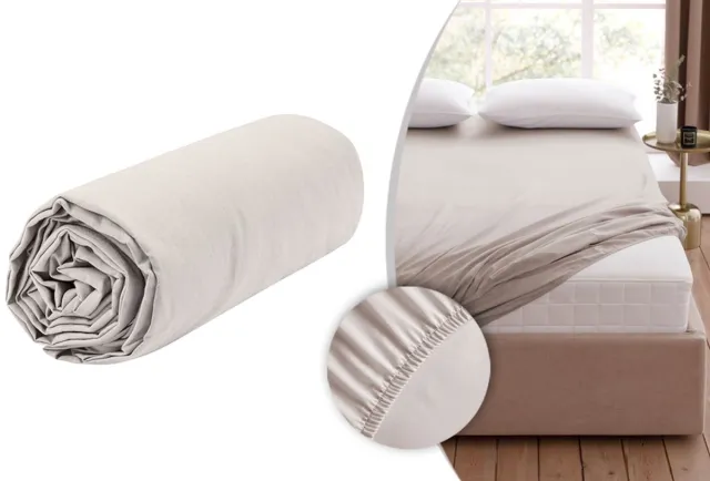 Home & Comfort Zacht katoenen hoeslaken met elastiek rondom: 1 + 1 gratis - beige - 180x200 cm