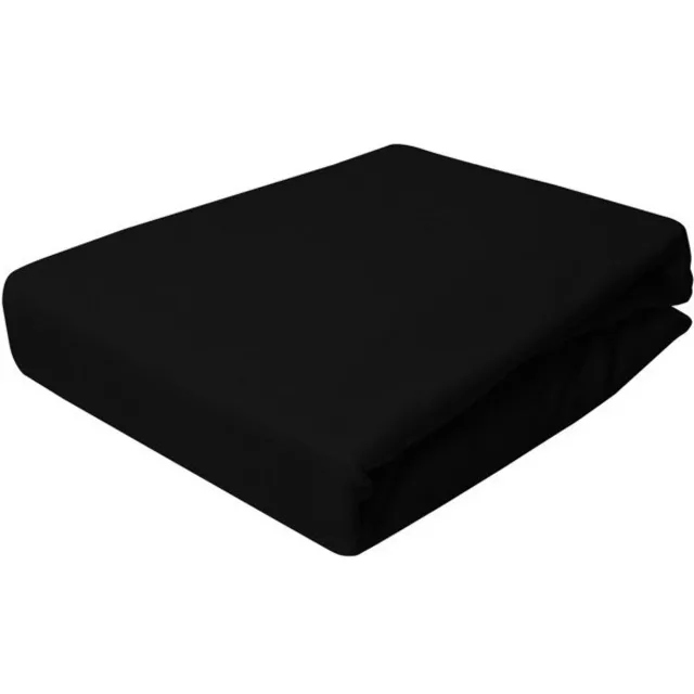 Kam-Pol Jersey hoeslaken met elastiek 100x180 cm - Zwart, 100% Katoen
