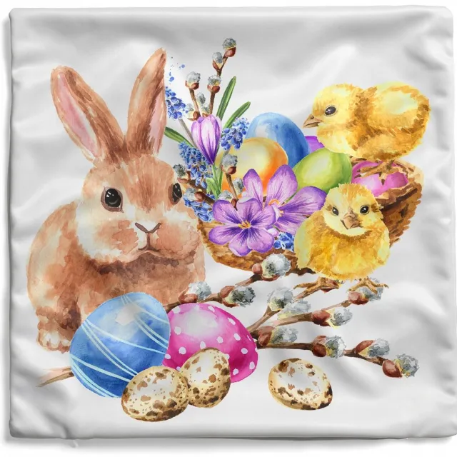 HomeView Decoratieve Kussensloop 45x45cm - Paasdecoratie met Konijn multicolor