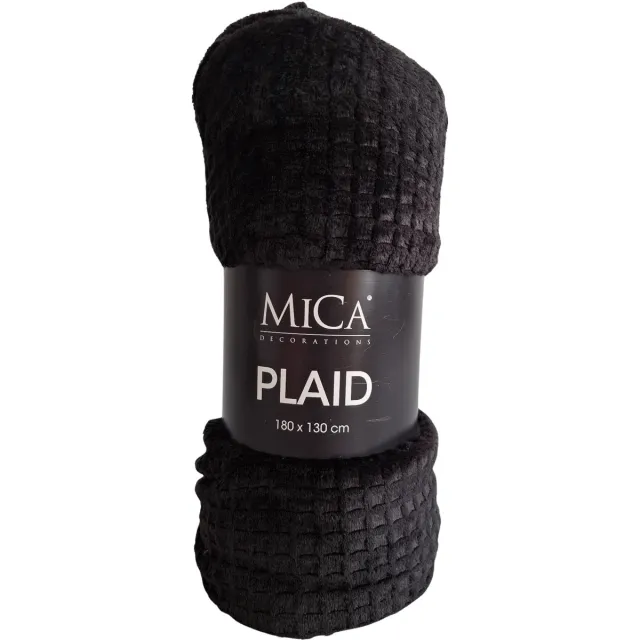 Mica Decorations Mica Joanne Fleece Plaid 180x130 cm – Zacht Woondeken – Zwart
