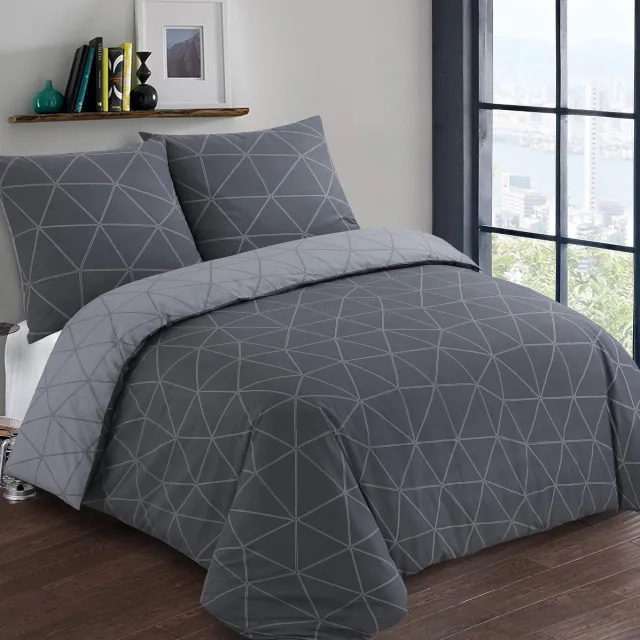 Famanu Dekbedovertrekset van 100% katoen, 200 x 200 cm met 2 kussenslopen van 65 x 65 cm, voor een tweepersoonsbed, zachte en comfortabele stof Zwart