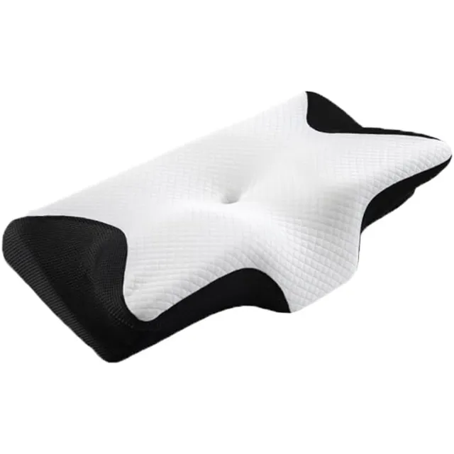 Dnntunk Ergonomisch Kussen - Memory Foam - Slaapkussen - Kussens - Ergonomisch Kussen - Orthopedisch kussen - Geschikt voor Rug, Buik- en Zijslapers Zwart en wit