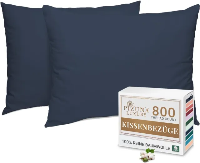Pizuna Kussenslopen 70x90 cm Katoen Donkerblauw 800 Thread Count (2 stuks)