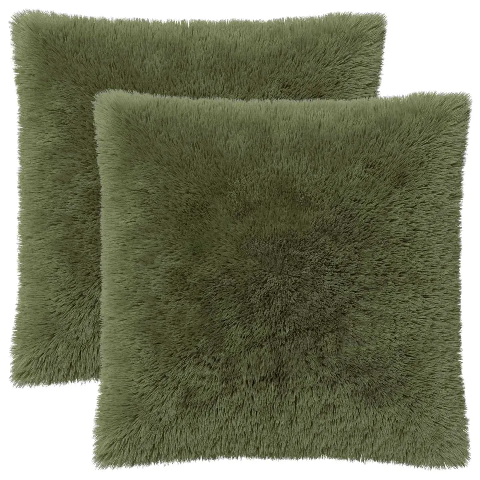 vidaXL Kussensloop 2 st HEERLEN Groen 80 x 80 cm PV Fleece, foto 3