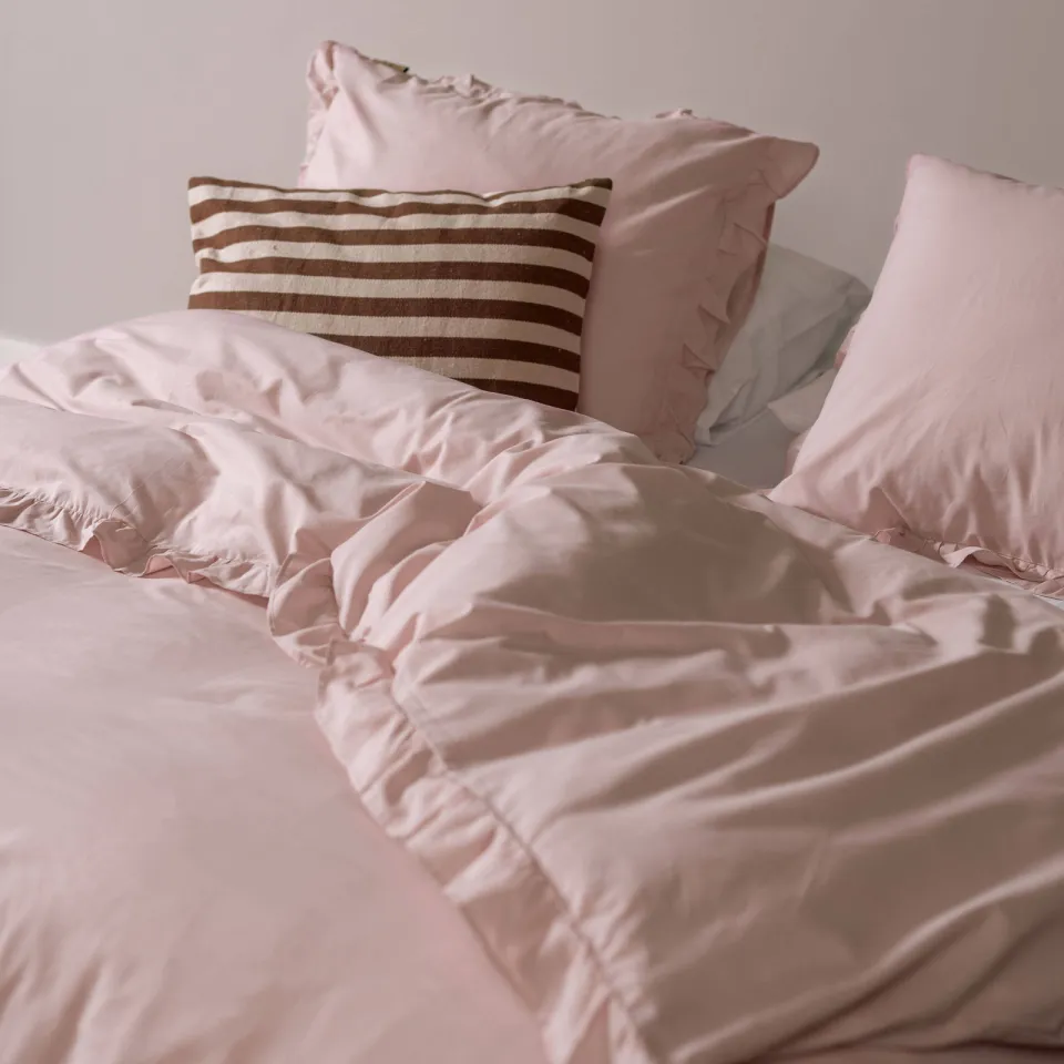 Dindi Home katoenen dekbedovertrek 2-persoons roze met ruffles (200x220 cm), foto 3