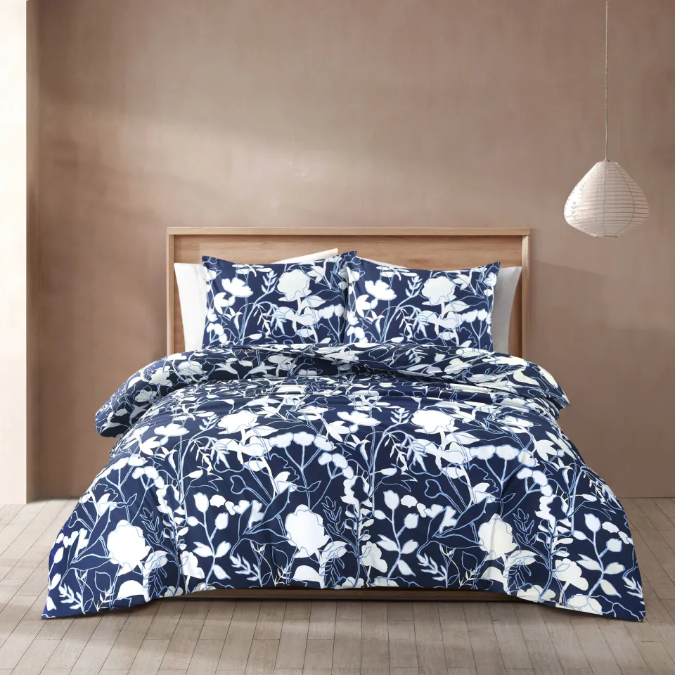 NOUS Living katoenen dekbedovertrek donkerblauw blauw, foto 2