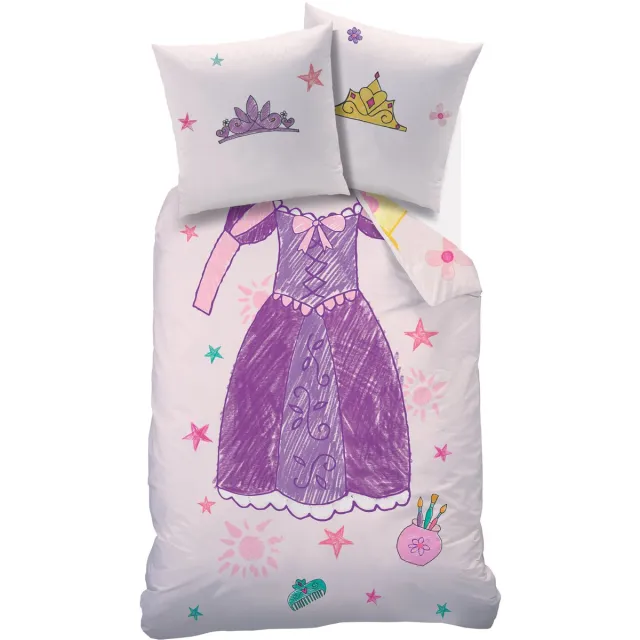 Disney Princess Dekbedovertrek Jurk - 140 x 200 + 63 x 63 cm - Katoen Roze