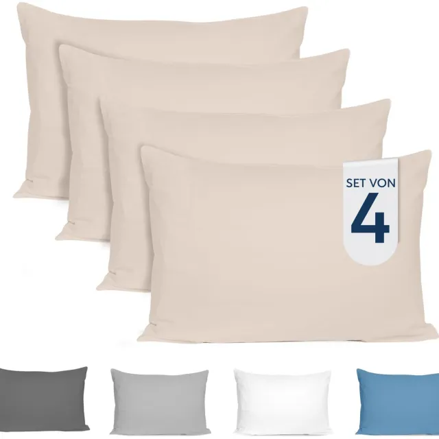 Unyqoos Set van 4 Zachte Kussenslopen 40x80 cm van Jersey Katoen in Beige