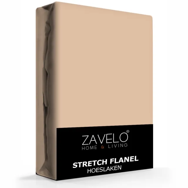 Zavelo Stretch Flanel Hoeslaken Zand-Lits-jumeaux (180x200 cm) Beige