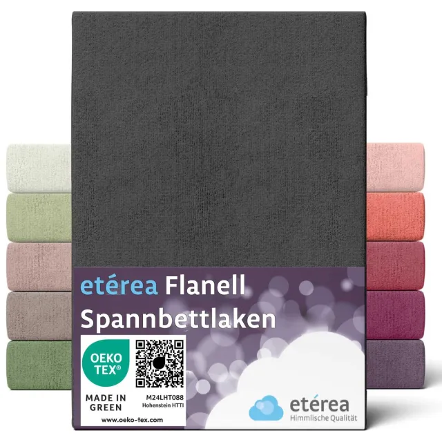 etérea Himmlische Qualität etérea Flanellen hoeslaken 90x200 - 100x200 cm - 100% Katoen - Zwart