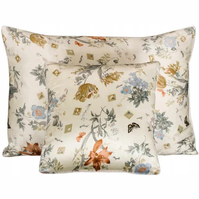 Malbery 100% Zijden Kussensloop 70x80cm - Bloemendesign, Luxe & Comfort Parelmoer met bloemenmotief