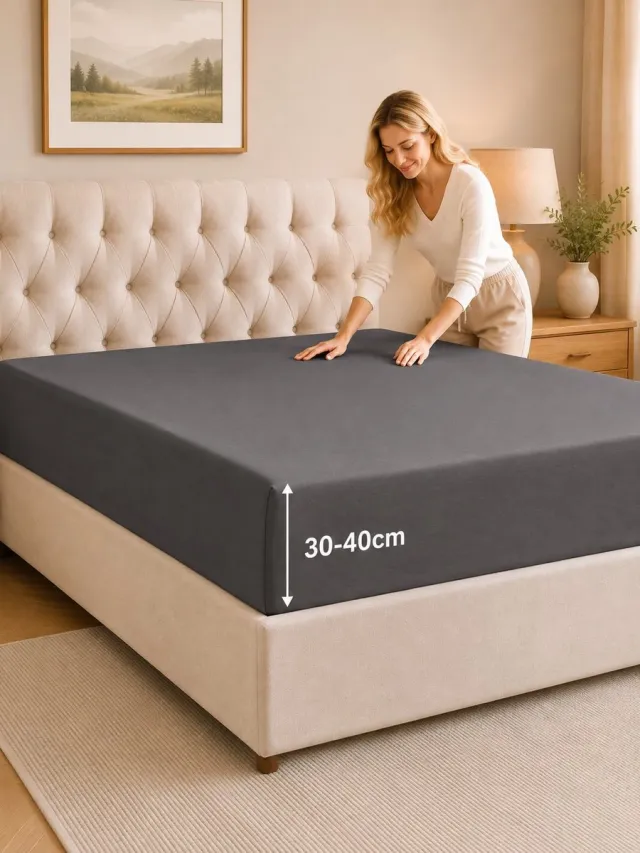 Tbeloo Hoeslaken 90x200 cm – 40 cm diepe hoek – Geborstelde polyester microvezel – Geschikt voor boxspringbedden – Past op matrassen tot 40 cm – OEKO-TEX gecertificeerd – Krimp- en kleurvast – Donkergrijs