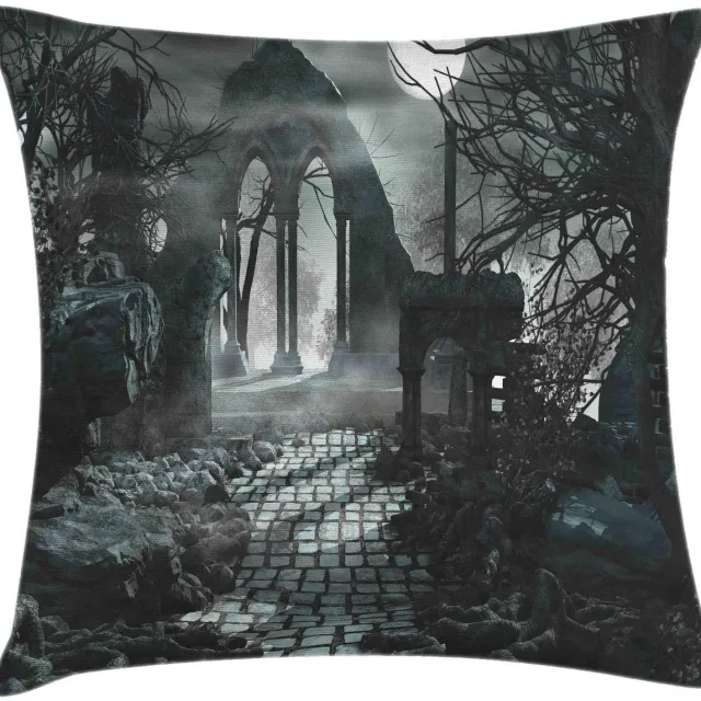 ABAKUHAUS Kussenhoes Mondzicht – Dubbelzijdig bedrukt, rits, 60x60 cm, Blauw-Grijs Blau-grau