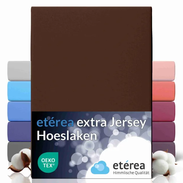 etérea Himmlische Qualität etérea Extra Jersey Hoeslaken 240x220 cm - Oekotex - 100% katoen - bis 35 cm - Bruin Donkerbruin
