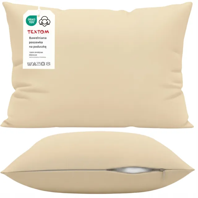 Textom Kussensloop 70x80 cm, 100% Katoen, Glad, Beige