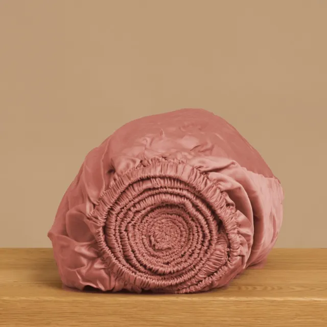 Coco & Cici TENCEL - Sateen Hoeslaken Terra Roze - Topper 180x210x10