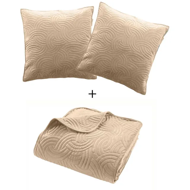 Douceur d intérieur Douceur d'intérieur - Wereldwijde beddengoedset SOLANGE, dekbed + 2 kussenslopen - beige