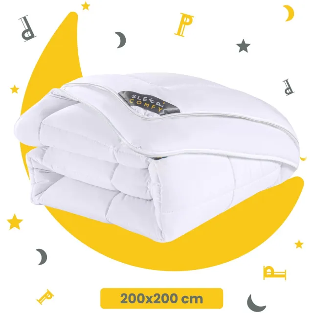 Sleep comfy Hotel Kwaliteit 4 Seizoenen Dekbed | 200x200 cm - Anti Allergie Dekbed Met Twee Delen - 3 in 1 Dekbed - Comfort & Ademend - Eenpersoons Dekbed- Zomerdekbed & Winterdekbed Wit