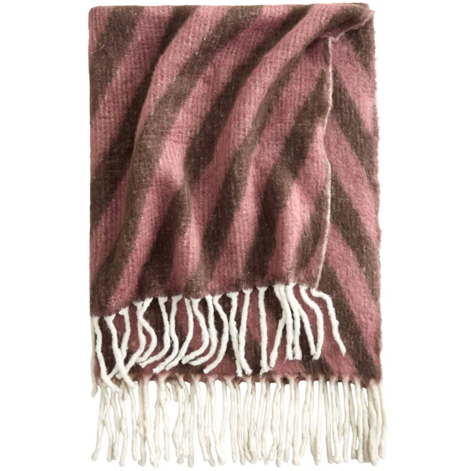 NOUS Living Launic plaid oudroze en donkerbruin oudroze/donkerbruin