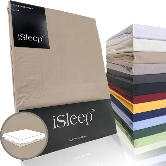 iSleep Perkal Laken - 100% Perkal Katoen - Medium Beige
