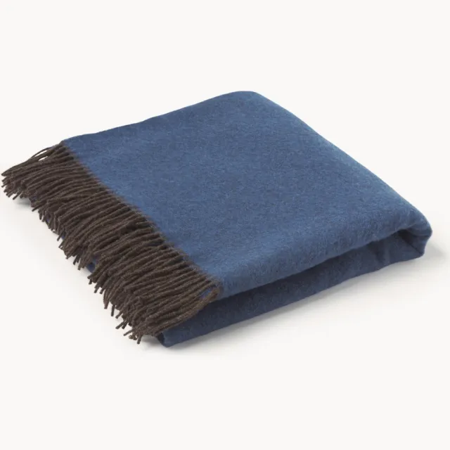 STTS International Wollen plaid Double Face Blauw