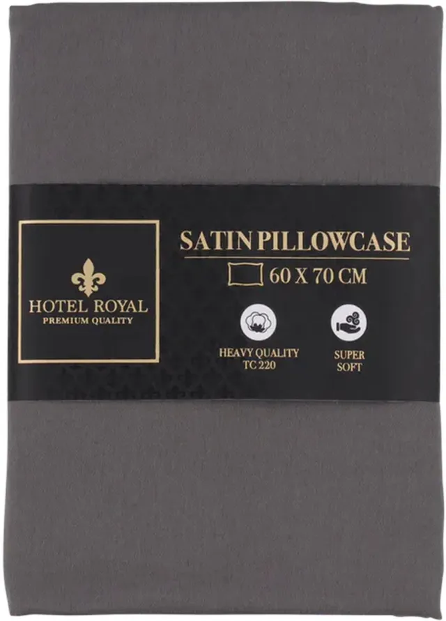 Hotel Royal Zijdezacht Kussensloop - Hotel kwaliteit - 60 x 70 cm - Super Zacht - Satijnen Kussenhoes - Antraciet