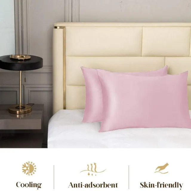 Famanu Zijden kussensloop 40x60 cm roze, 19 momme tweezijdig 600 TC, verborgen rits, luxe bescherming voor haar en huid