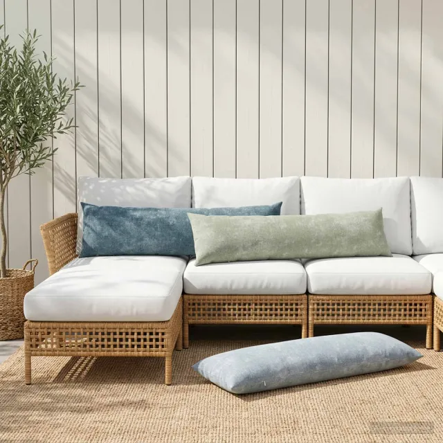 vidaXL Kussensloop 2 st HEERLEN Blauw 40 x 145 cm Chenille Stof