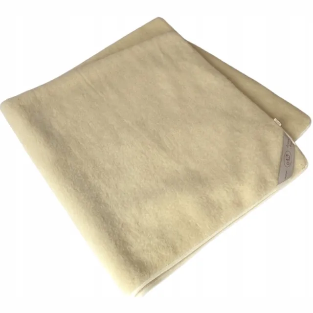 KAMPOL Merino Wol Wollen Deken Ecru 100x150 cm - Zacht & Ademend