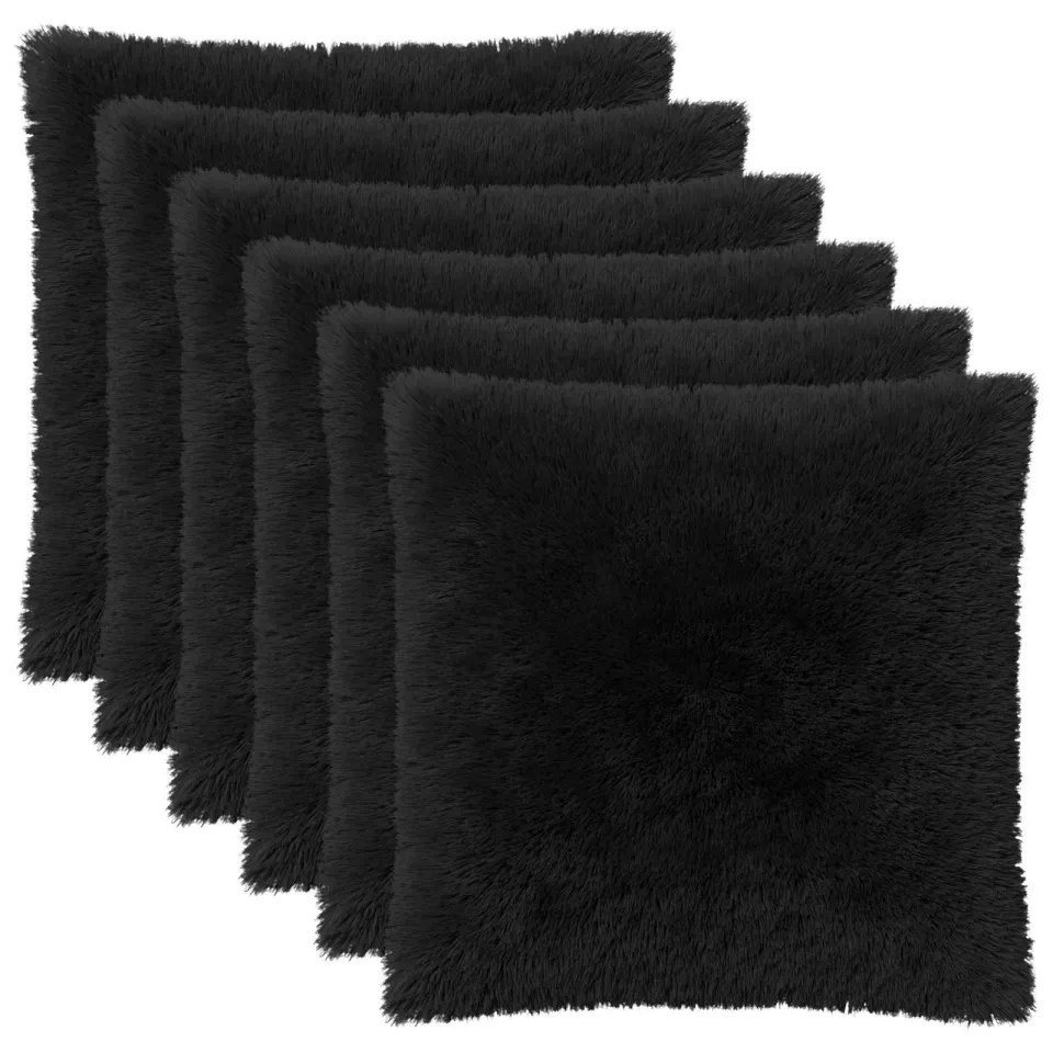 vidaXL Kussensloop 6 st HEERLEN Zwart 60 x 60 cm PV Fleece, foto 3