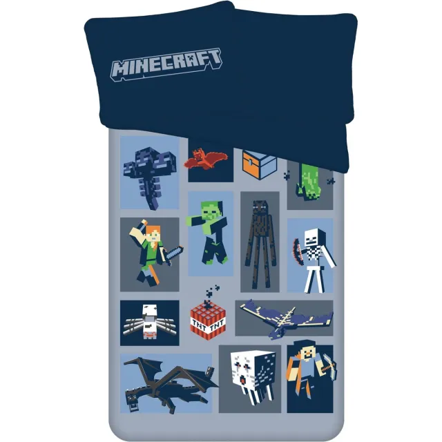 Minecraft Dekbedovertrek Emblematic- 140 x 200 cm - Polyester Blauw