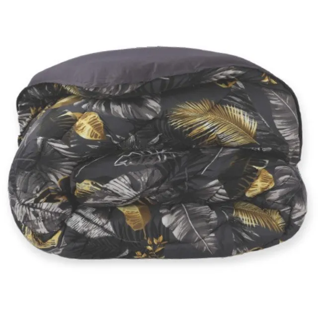 Beau Maison Dekbed Zonder Overtrek Jungle Style | Easy Dekbed Uni | 200x200/220cm + 2 Kussenslopen 60x70cm Zwart
