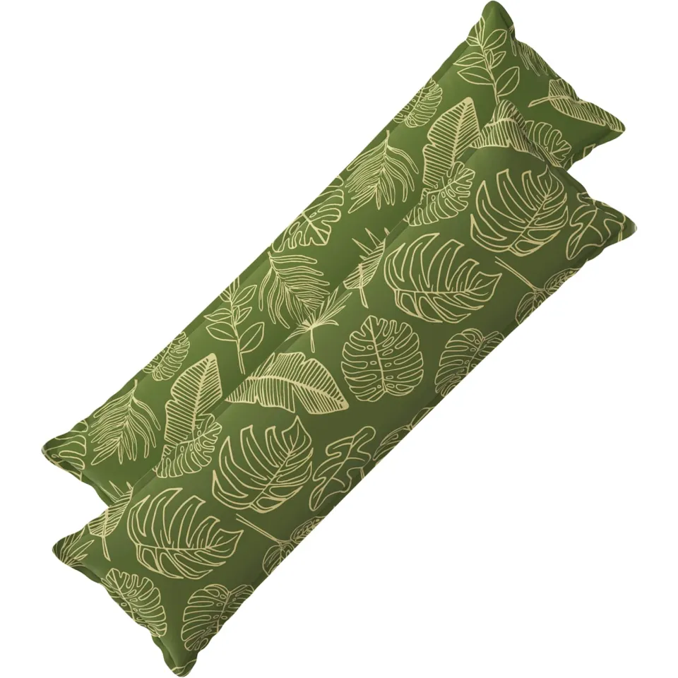 vidaXL Kussensloop 2 st HOUTEN Bladontwerp 40 x 145 cm Polyester groen, foto 3