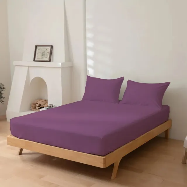 SENZATIONE katoen satijn Hoeslaken Aubergine - 200x220+30 AUBERGINE 05