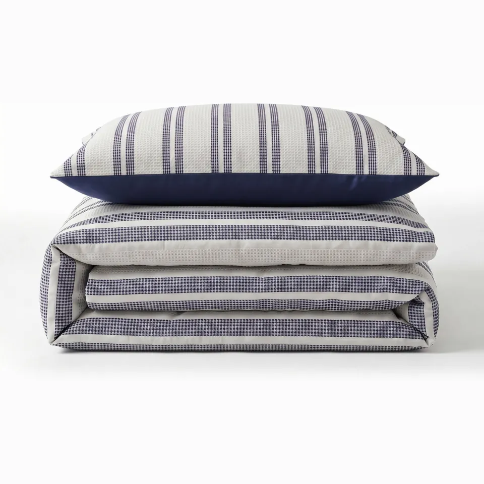 NOUS Living waffle dekbed zonder overtrek met kussensloop Lazy - tommy wit/blauw, foto 5