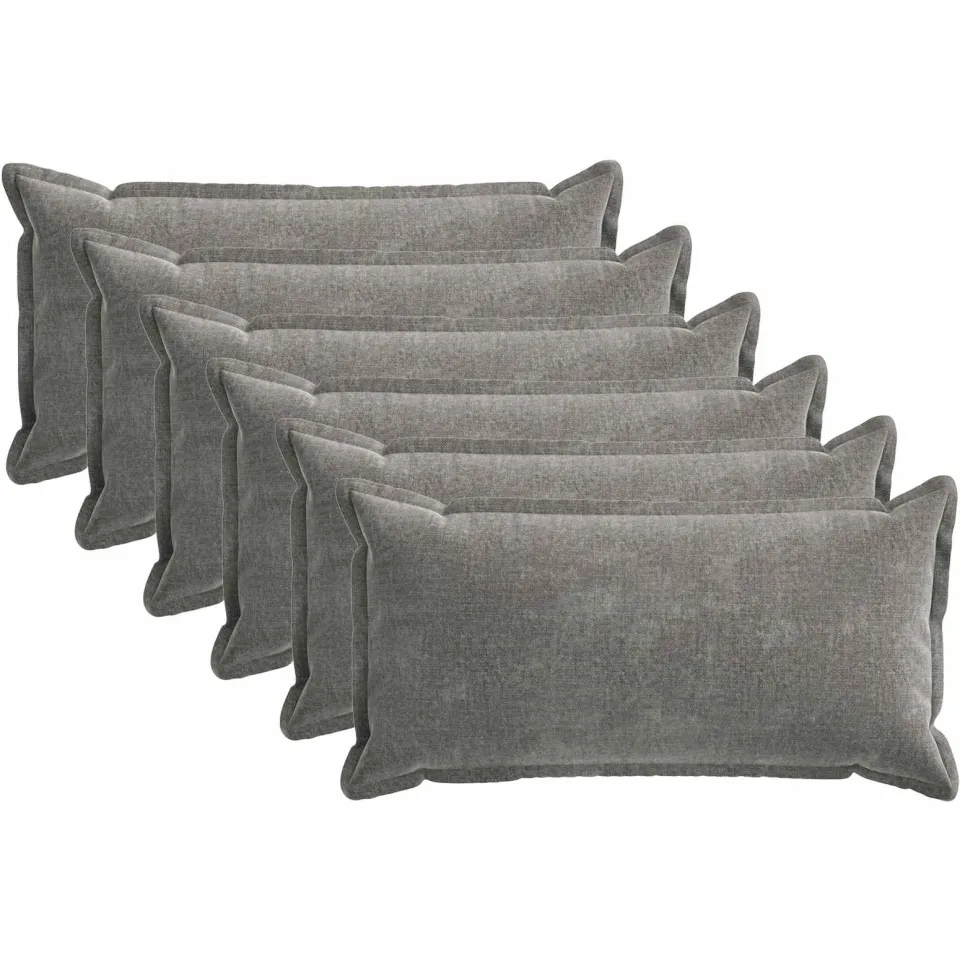 vidaXL Kussensloop 6 st HOUTEN Donkergrijs 40 x 70 cm Chenille Stof, foto 3