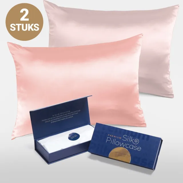 Slowwave Premium Silk Pillowcase - Colorpack: Cherry Blossom en Pink Swan (lichtroze) - 100% Moerbeizijde - 22 momme - Hoogste kwaliteit (grade 6A) - 60x70cm
