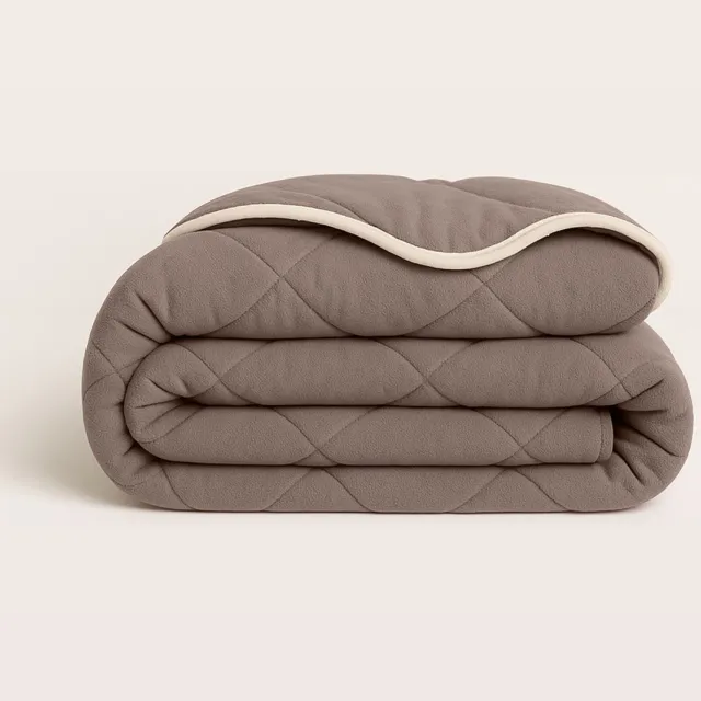 Y-not® Y-NOT – Dekbed Zonder Overtrek 240x200 – Soft Fleece – All Season – Zacht & Wasbaar – Taupe Taupe / Grey met pearl white