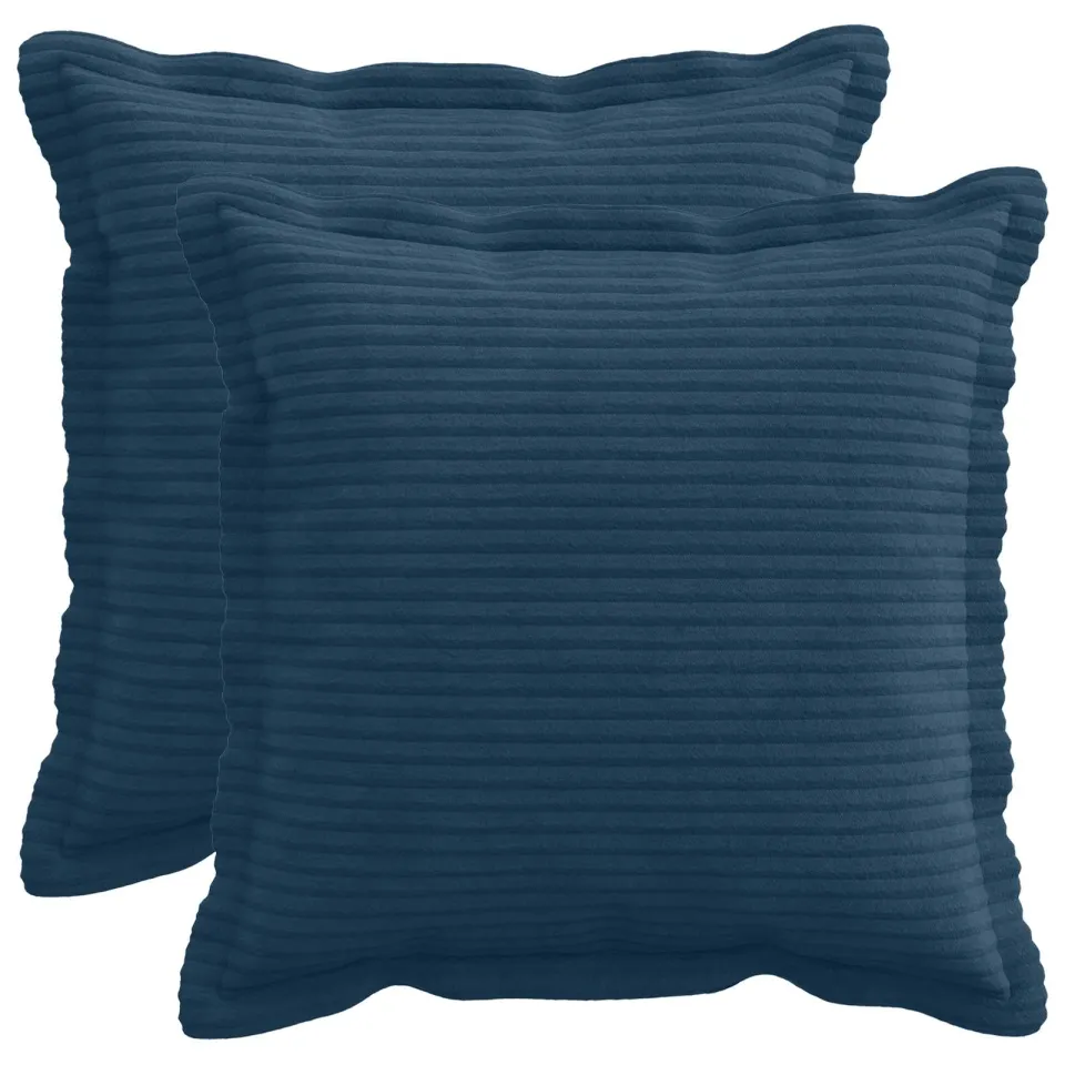 vidaXL Kussensloop 2 st HOUTEN Marineblauw 40 x 40 cm corduroy, foto 3